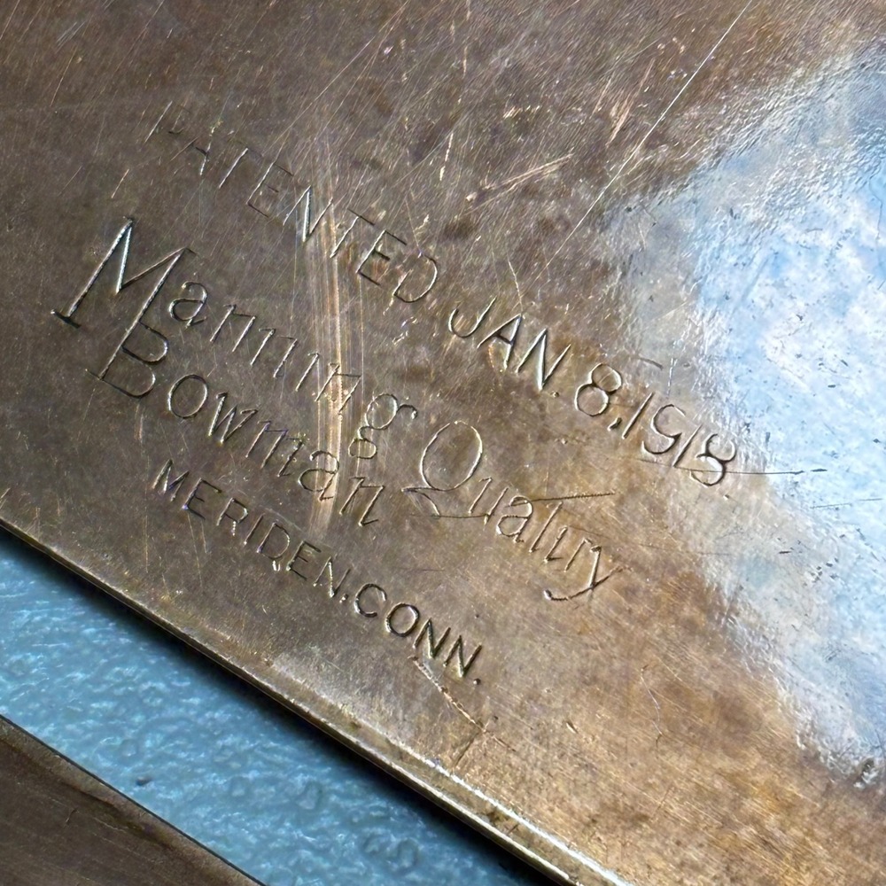 Antique Manning Bowman Copper Crumb Tray Scraper Set 1918 Silent Butler Antique - Picture 4 of 8